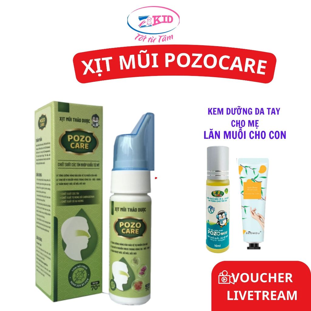 (Mua 1 tặng 1) Xịt mũi cho bé, Xịt mũi thảo dược POZO CARE Giúp Thông Thoáng, Giảm Khô Và Nghẹt Mũi