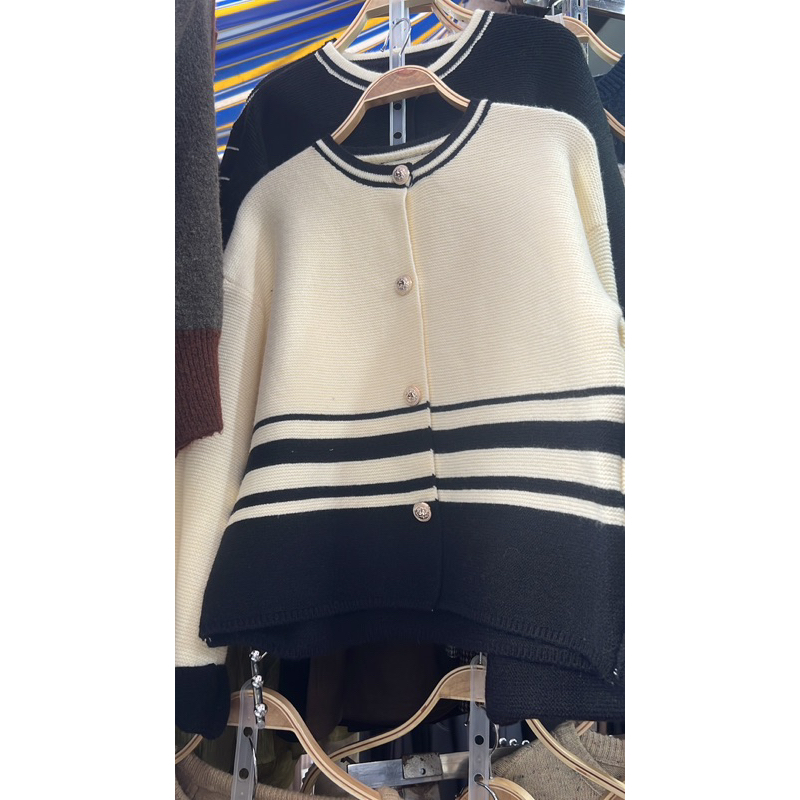 Áo len cardigan phối kẻ 2 màu freesize 23’September