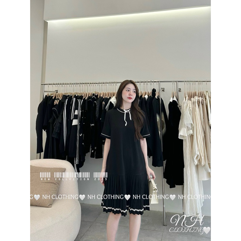 Váy chân dập viền nơ