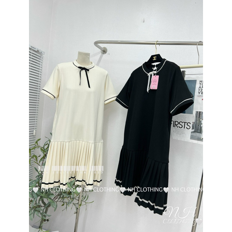 Váy chân dập viền nơ