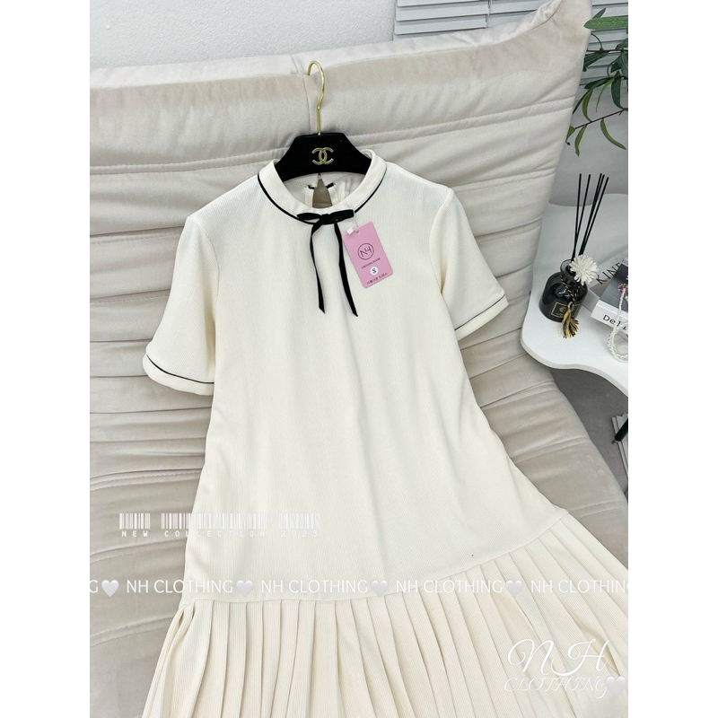 Váy chân dập viền nơ