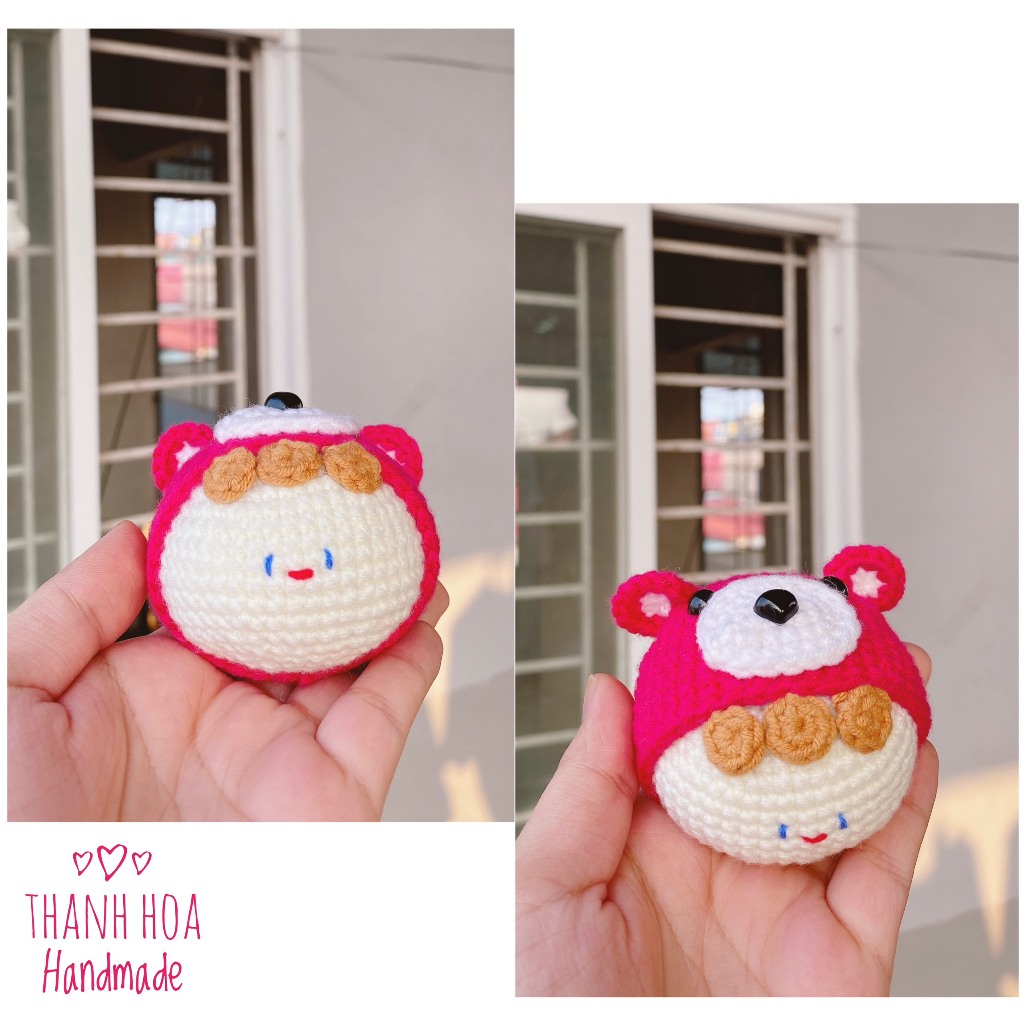 Gấu dâu lotso bằng len, Móc len gấu dâu Lotso, Gấu dâu Lotso handmade