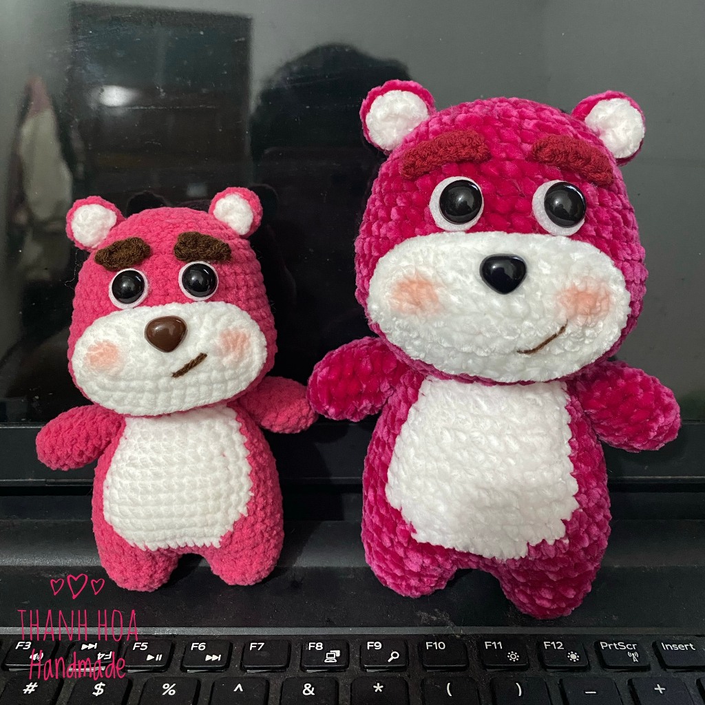 Gấu dâu lotso bằng len, Móc len gấu dâu Lotso, Gấu dâu Lotso handmade
