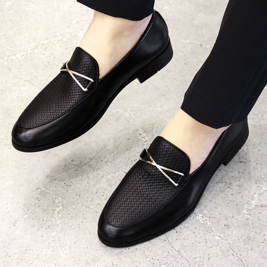 Giày Lười Nam Công Sở Quảng Châu Da Mềm Cao Cấp Siêu Đẹp Size 38 Đến 43 Màu Đen - QC01