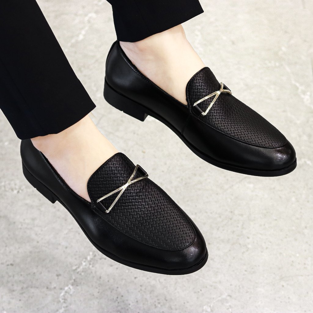 Giày Lười Nam Công Sở Quảng Châu Da Mềm Cao Cấp Siêu Đẹp Size 38 Đến 43 Màu Đen - QC01
