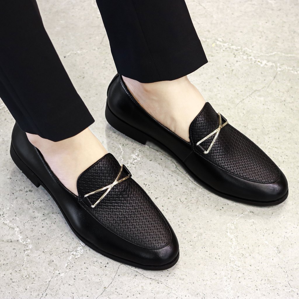 Giày Lười Nam Công Sở Quảng Châu Da Mềm Cao Cấp Siêu Đẹp Size 38 Đến 43 Màu Đen - QC01