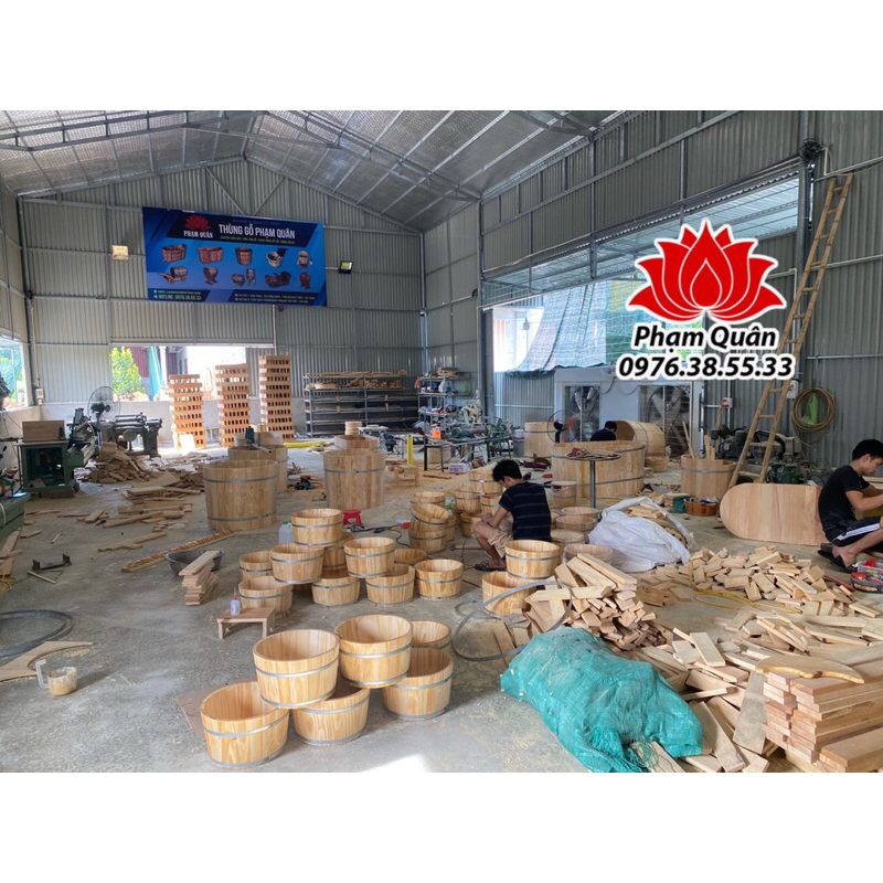 Chậu ngâm chân gỗ thông có hạt massage, chậu gỗ ngâm chân