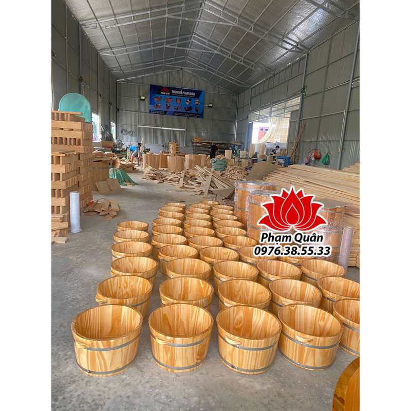 Chậu ngâm chân gỗ thông có hạt massage, chậu gỗ ngâm chân