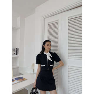 Set áo phối nơ cổ chân váy 286