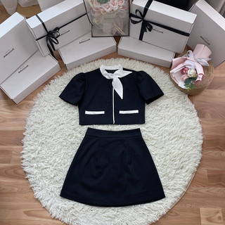 Set áo phối nơ cổ chân váy 286