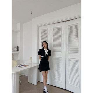 Set áo phối nơ cổ chân váy 286