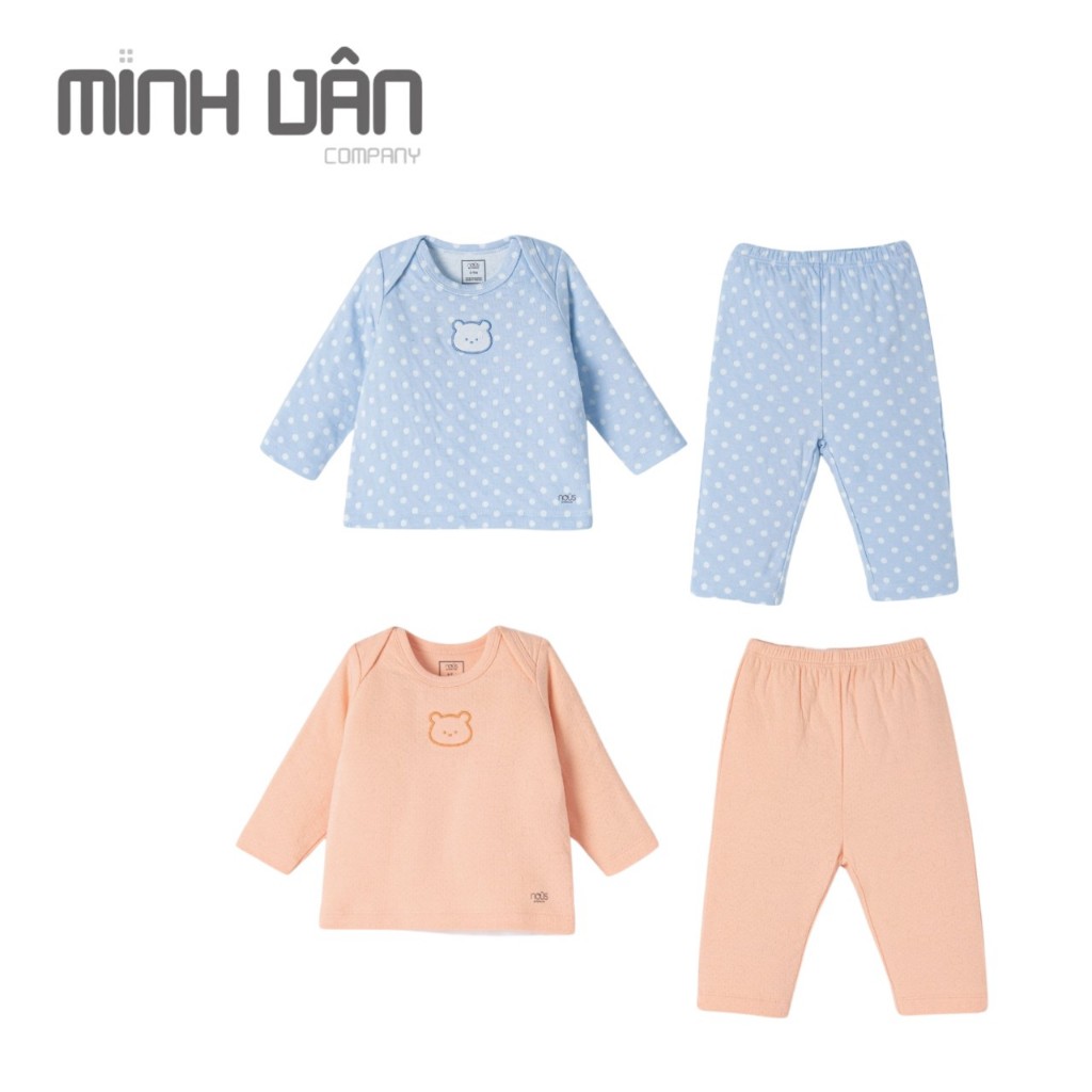 Bộ cài vài dài chồm vai thêu hình gấu Nous