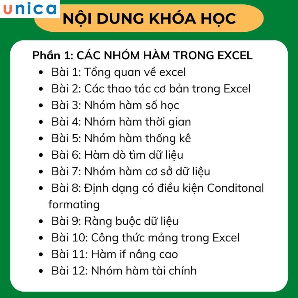 Khóa học hướng dẫn thực hành EXCEL từ cơ bản đến nâng cao