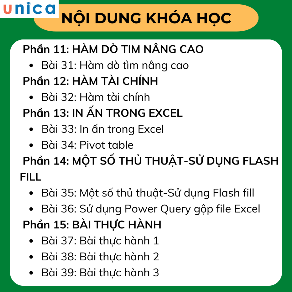 Khóa học hướng dẫn thực hành EXCEL từ cơ bản đến nâng cao