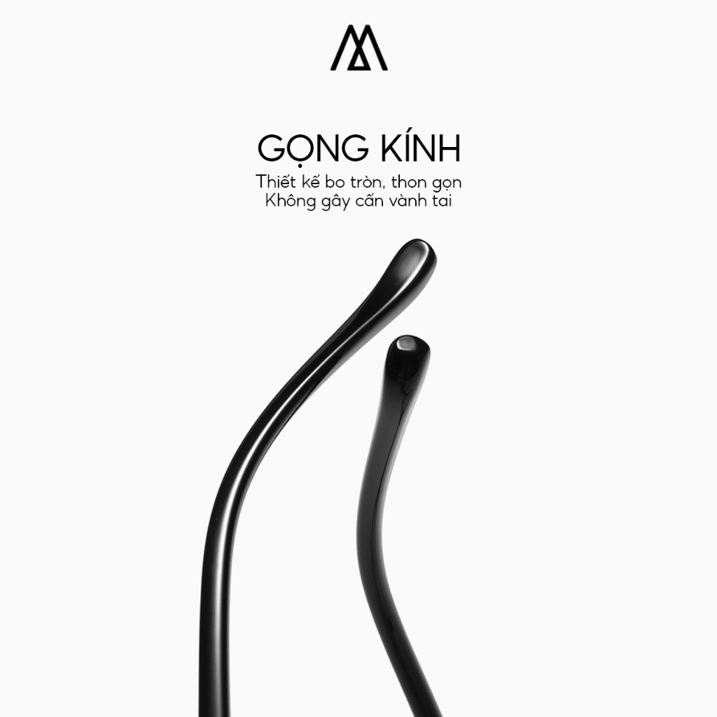 Kính mát thời trang nam nữ M, Kính mắt gọng nhựa chống ánh sáng xanh thiết kế 2 dấu chấm nằm ngang trẻ trung phong cách