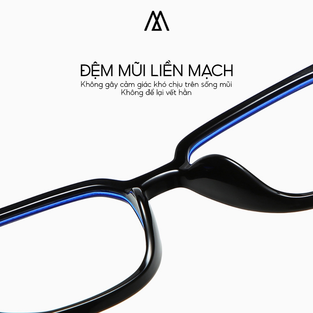 Kính mát thời trang nam nữ M, Kính mắt gọng nhựa chống ánh sáng xanh thiết kế 2 dấu chấm nằm ngang trẻ trung phong cách