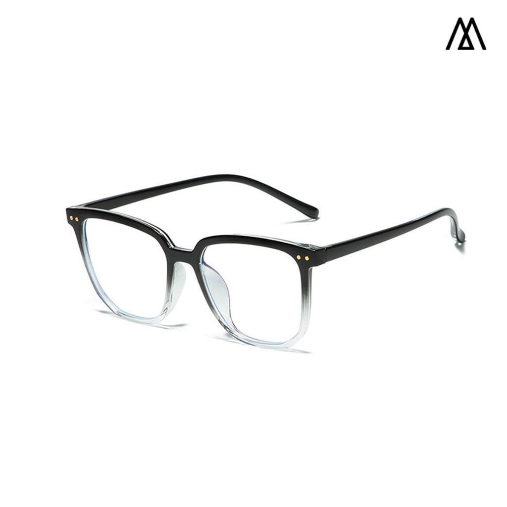 Kính mát thời trang nam nữ M, Kính mắt gọng nhựa chống ánh sáng xanh thiết kế 2 dấu chấm nằm ngang trẻ trung phong cách