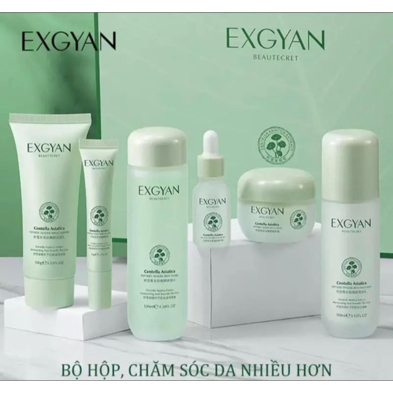 Bộ Kem EXGYGAN Rau Má Dùng Cho Da Mụn -Dưỡng Trắng Da Bộ 6 Món