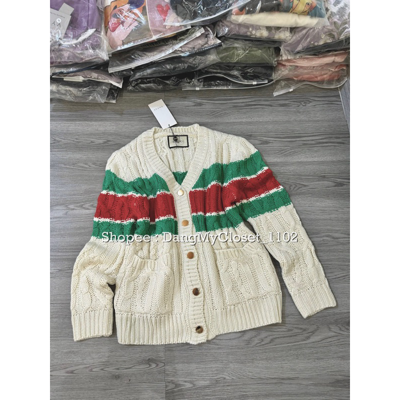Áo cadigan len guccci be full tag mác hàng qcl1