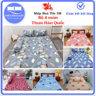 ❤️Bộ Ga Thun Hàn Quốc Mát Lạnh❤️( 1 ga bọc + 3 áo gối )