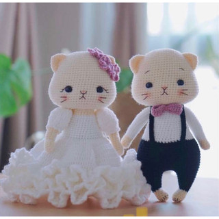 Cô dâu chú rể mèo móc len