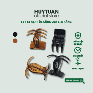 Sỉ 1 lố 12 kẹp tóc càng cua 3, 5 răng đen bóng cao cấp, kẹp tóc càng cua siêu bền