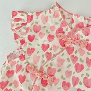 Đầm váy bé gái thiết kế sườn xám tay bèo xinh xắn, đầm cotton lụa mềm cho bé