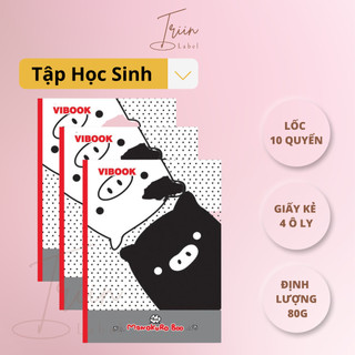 Tập học sinh heo Monokuro Boo Vibook - Tập học sinh dày 4 ô ly - Vở học sinh hình con heo dễ thương [01 LỐC]