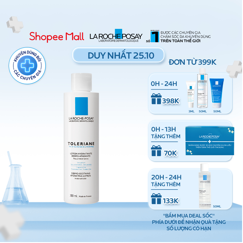 Sữa rửa mặt và tẩy trang dành cho da nhạy cảm La Roche-Posay Toleriane Dermo-Cleanser 200ml