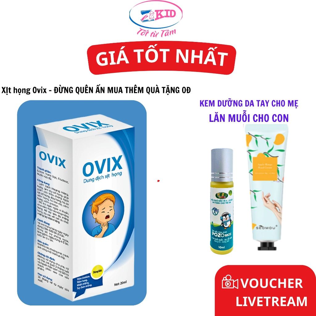 Dung dịch vệ sinh họng OVIX, Xịt họng ovix - Hàng có sẵn (Mẫu mới - có ống xịt) - quà ngẫu nhiên