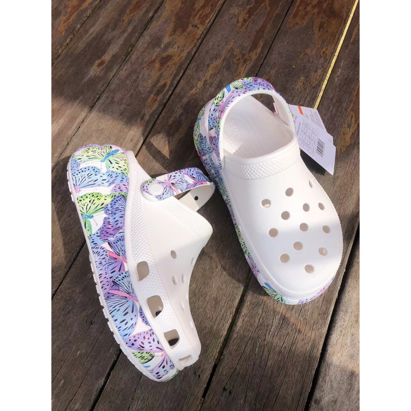 Sục Crocs Crush Butterfly Bánh Mỳ Đế Cao 6CM