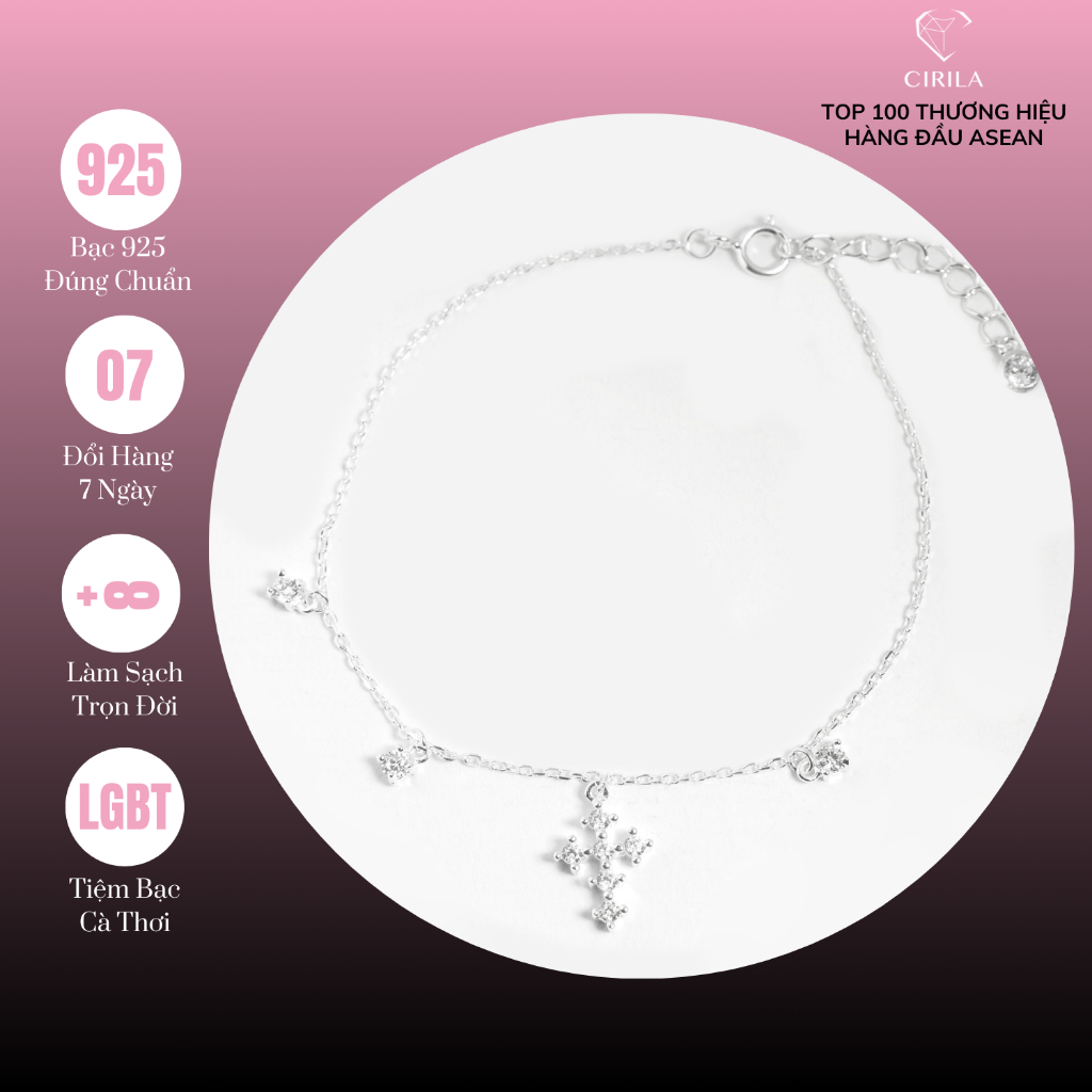 Lắc tay bạc nữ 925 Cirila Silver the cross kiểu thánh giá đính đá