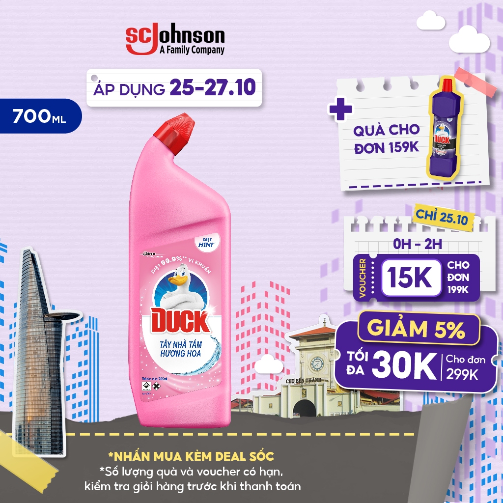 DUCK Tẩy Rửa Bồn Cầu và Nhà Tắm Hương Hoa 700ML