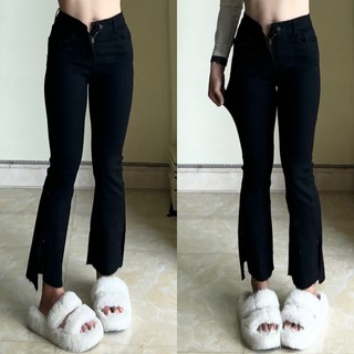 Quần jeans ống loe xẻ lệch 10022