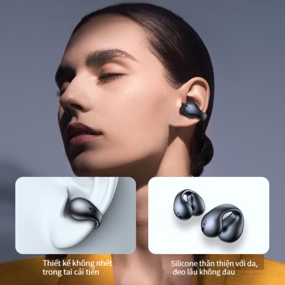 Tai nghe Bluetooth không dây dẫn truyền xương, Tai nghe kẹp vành tai kèm micro chống nước chuẩn IPX6 - Q80