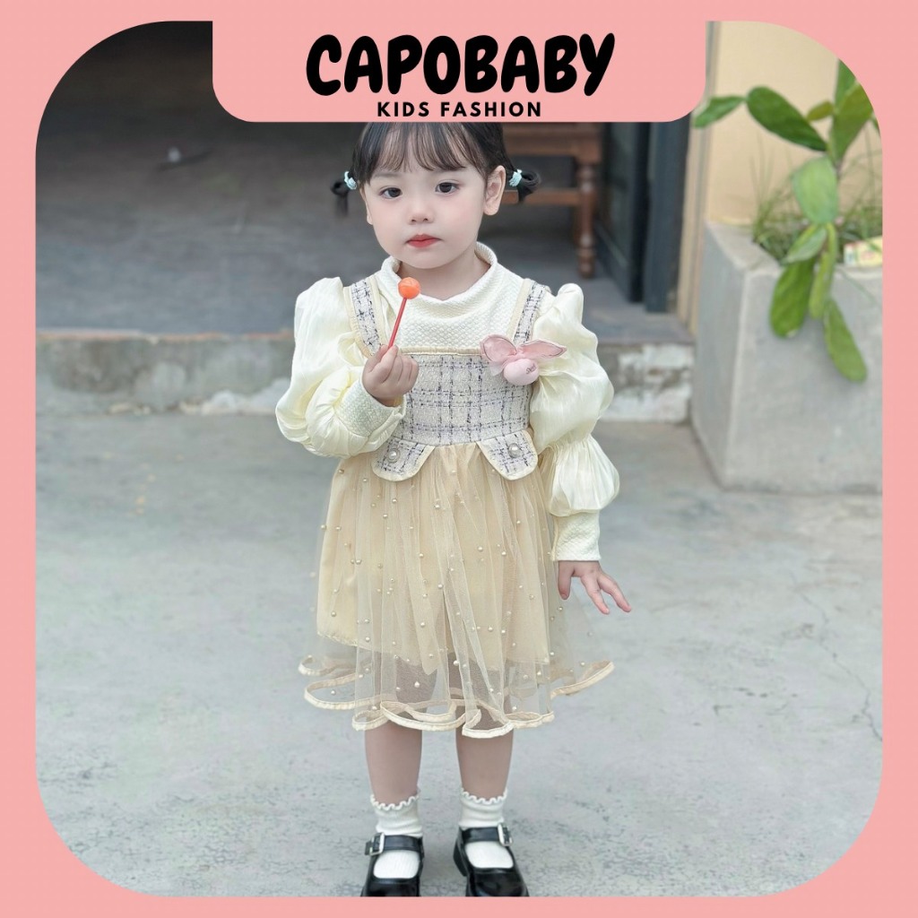 Váy công chúa dài tay 2 chi tiết  cho bé ❤️FREESHIP❤️ Váy công chúa đen be đính ngọc trai