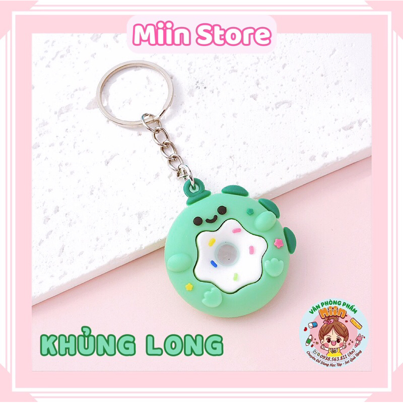 Móc Khóa Hình Donut Động Vật Dễ Thương Móc Khóa Cao Su Dẻo Mini Hình Khủng Long Gấu Mèo Thỏ Cute
