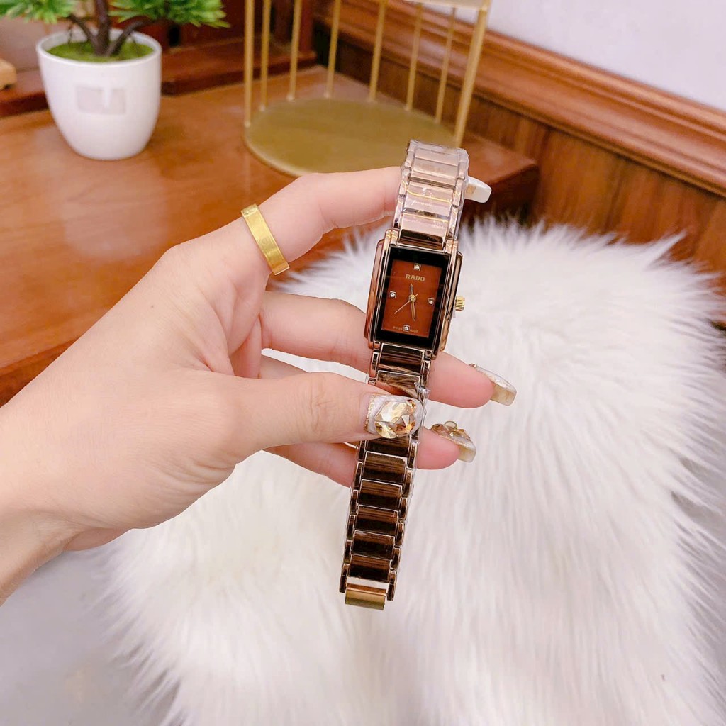 Đồng hồ RADO Nữ mặt hình chữ nhật, 3 kim, đủ màu, size mặt 22mm, chống nước, chống xước, lên tay siêu sang chảnh