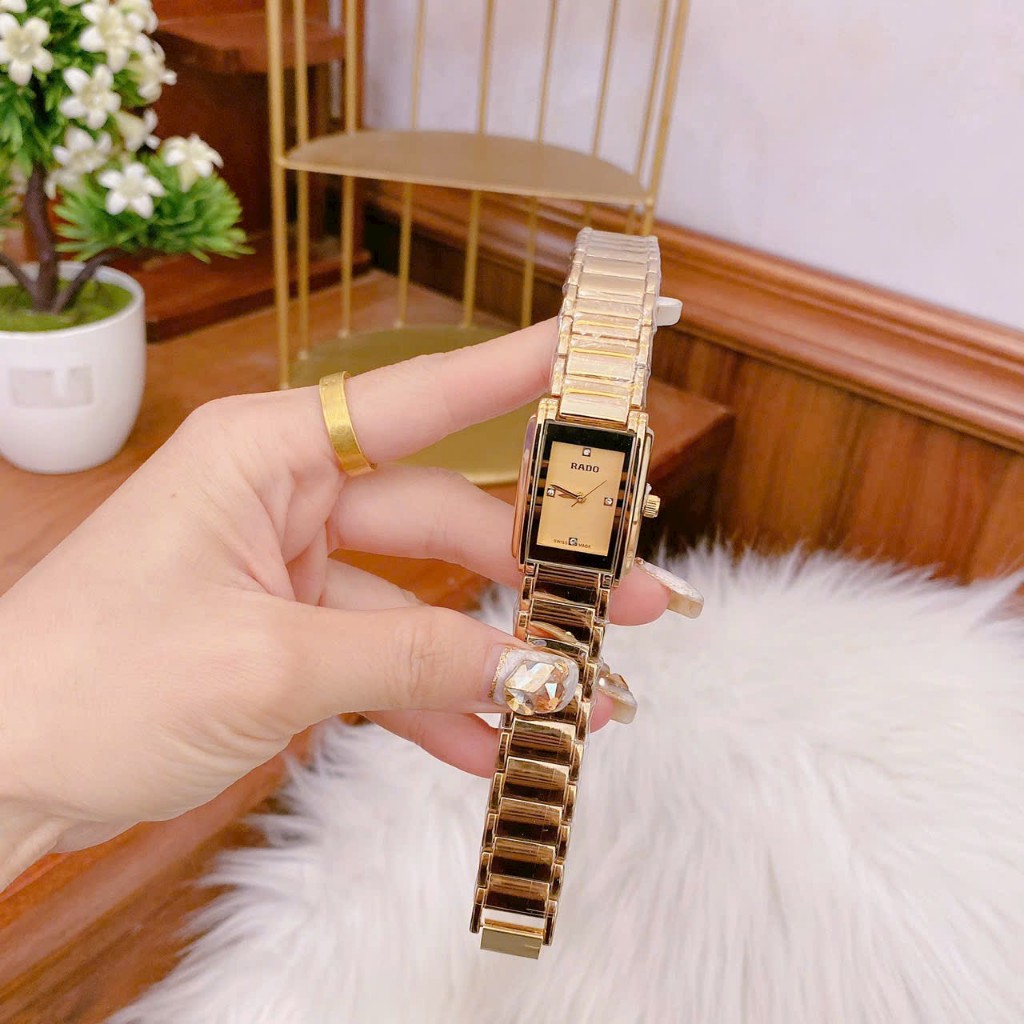 Đồng hồ RADO Nữ mặt hình chữ nhật, 3 kim, đủ màu, size mặt 22mm, chống nước, chống xước, lên tay siêu sang chảnh