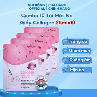 Hộp 10 Túi Mặt Nạ Giấy Dưỡng Da Holikey Hàn Quốc Chiết Xuất Từ Collagen Làm Căng & Trắng Da Mềm Mịn Da 25mlx10