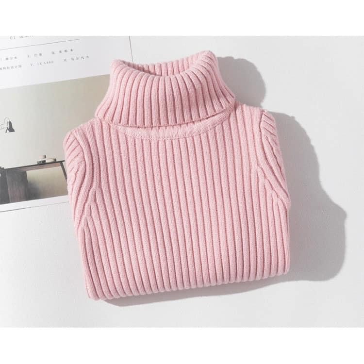Áo len cao cổ cho bé gái chất len lông thỏ dệt kim Hapykids