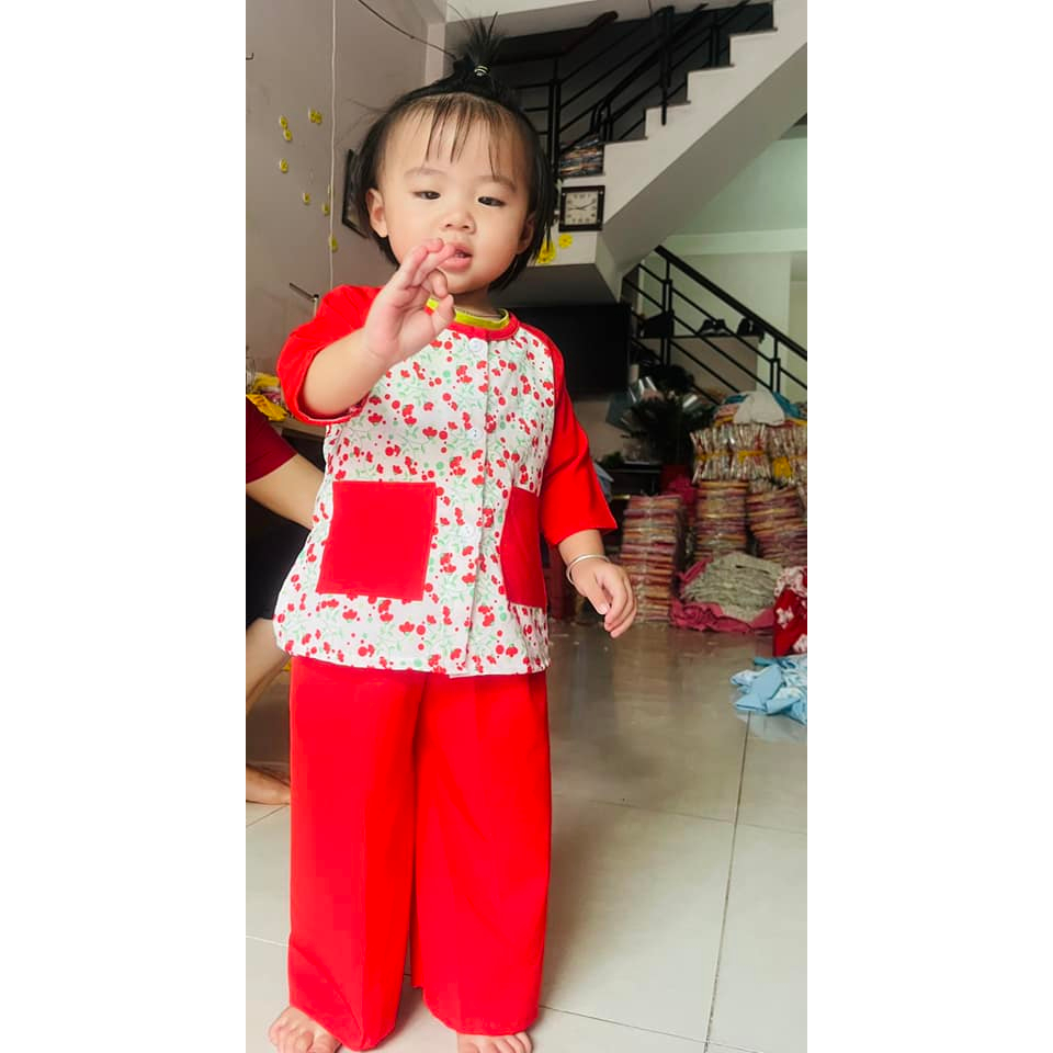 Bộ quần áo bà ba hiện đại cho bé gái 7 tuổi