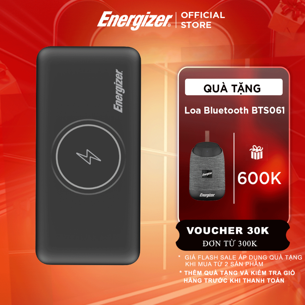 Pin dự phòng Energizer 10000mAh QE10013PQ - 3 cổng sạc ra tiện lợi, tích hợp sạc nhanh - Hàng chính hãng