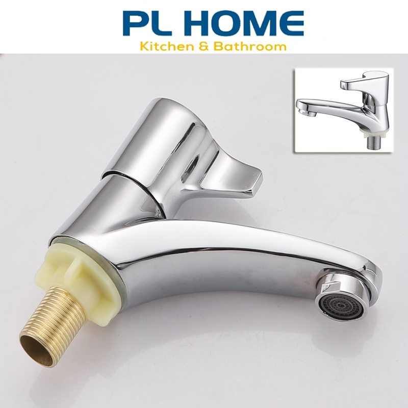 Vòi lavabo mạ sáng bóng sử dụng 1 đường nước lạnh cho bồn rửa mặt