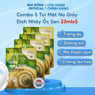 Combo 5 Túi Mặt Nạ Giấy Dưỡng Da Chiết Xuất Dịch Nhầy Ốc Sên 3W Clinic Hàn Quốc Giúp Da Trắng Sáng & Mềm Mịn 23mlx5