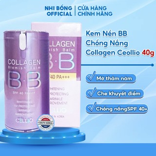 Kem Nền Trang Điểm Chống Nắng Bb Cream Collagen Cellio Spf 40 Pa++hàn Quốc Giúp Da Trắng Sáng Mịn Màng