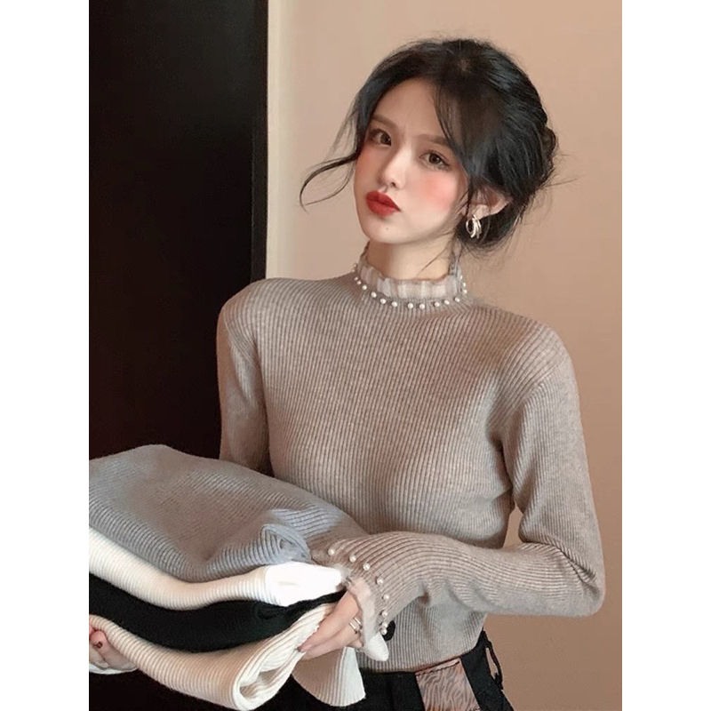 Áo len đính Ngọc phối ren nhiều màu