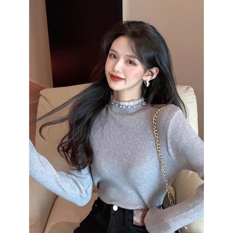 Áo len đính Ngọc phối ren nhiều màu