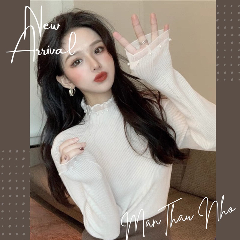 Áo len đính Ngọc phối ren nhiều màu