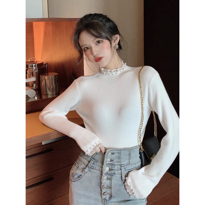 Áo len đính Ngọc phối ren nhiều màu